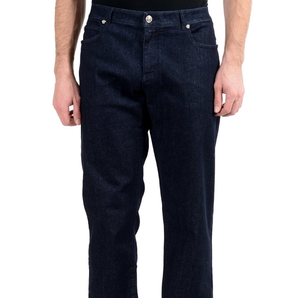 Versace Men's Dark Blue Stretch Slim Jeans